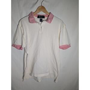 Vintage Pringle Wmens Button Up Collared Polo Embroidered Flower Sz XL
